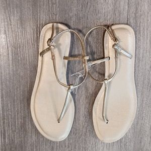 Loft !!!!! gold flat  Sandles NWT